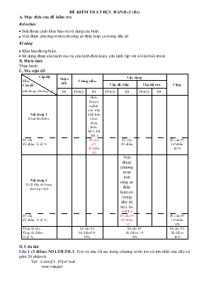 Đề kiểm tra thực hành (1 tiết)